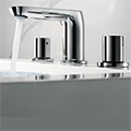Flova Allore 3 Hole Chrome Basin Mixer Tap with Clicker Waste - Knob Handles small Image 4