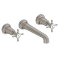 Burlington Guild 3 Hole Traditional Basin Mixer Tap with Long Spout - Crosshead Handles - Wall Mounted small Image 4