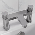 Bristan Liso Contemporary Bridge Bath Filler Tap - Knurled Knob Handles - Deck Mounted small Image 4
