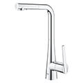 Grohe Zedra Contemporary L-Shaped Pull-Out Kitchen Sink Mixer Tap with Swivel Spout - Flat Handle small Image 4