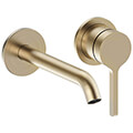 Britton Hoxton 2 Hole Basin Mixer Tap with Curved Spout - Stick Handle - Wall Mounted small Image 4