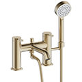 Britton Hoxton Bridge Bath Mixer Tap with Shower Handset and Hose - Stick Handles - Deck Mounted small Image 4