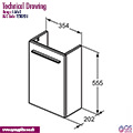 Ideal Standard I-Life-S Compact Wall Hung Cloakroom Vanity Unit 555mm High - Single Door