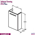 Ideal Standard I-Life-S Compact Wall Hung Cloakroom Vanity Unit 555mm High - Single Door