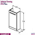 Ideal Standard I-Life-S Floorstanding Cloakroom Vanity Unit 354 x 730mm - Single Door