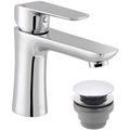 Vado Axces Vala Contemporary Chrome Basin Mixer Tap with Waste - Flat Lever Handle small Image 4