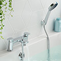 Vado Axces Ava Contemporary Chrome Bridge Bath Mixer Tap with Short Lever Handles - Deck Mounted small Image 4