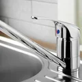 Deva Clifden Chrome Kitchen Sink Mixer Tap with Long Swivel Spout - Curved Lever Handle small Image 4