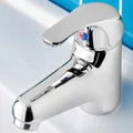 Deva Clifden Chrome Basin Mixer Tap with Press Top Waste - Curved Lever Handle - Deck Mounted small Image 4