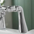 Deva Coronation Traditional Bridge Bath Mixer Tap with Long Spout - Crosshead Handles - Deck Mounted small Image 4
