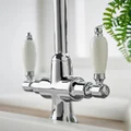 Deva Georgian Dual-Flow Traditional Kitchen Sink Mixer Tap - White Ceramic Handles small Image 4