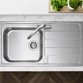 Clearwater Cresta Contemporary Stainless Steel Inset Kitchen Sink with Drainer and Waste - 1 Bowl small Image 4
