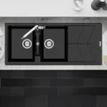 Clearwater Rio Granite Inset Kitchen Sink with Drainer and Waste - 2.0 Bowl - 1160 x 500mm small Image 4