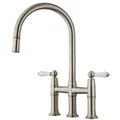 Clearwater Elegance Traditional 3-Hole Bridge Pull-Out Kitchen Sink Mixer Tap - Ceramic Handles small Image 4