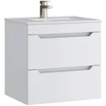 Kartell K-Vit Urban Contemporary Wall Hung Vanity with Basin - Handle-Less - 2 Drawer small Image 4