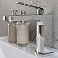Joseph Miles Atoll Chrome Monobloc Basin Mixer Tap with Sprung Waste - Flat Handle small Image 4
