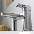 Joseph Miles Luxe Contemporary Bridge Bath Mixer Tap - Flat Handles and Spout - Deck Mounted small Image 4