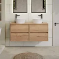 Nuie Havana Double Wall Hung Vanity Unit with Worktop - 4 Drawer - 1205 x 390mm small Image 4
