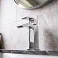 Joseph Miles Descent Mini Basin Mixer Tap with Push Waste - Curved Handle - Deck Mounted small Image 4