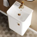 Nuie Core Wall Hung Gloss White Vanity Unit with Thin Edge Basin and Handle - 1 Door - 404 x 589mm small Image 4