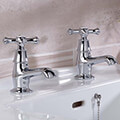 Bristan Colonial Pair of Chrome Traditional Basin Taps - Crosshead Handles - Deck Mounted small Image 4