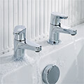 Bristan Quest Chrome Bath Taps with Tapered Spout - Short Lever Handles - Deck Mounted small Image 4