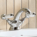 Bristan Renaissance Traditional Chrome Basin Mixer Tap with Pop-Up Waste - Lever Handles - Deck Mounted small Image 4