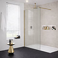 Merlyn Fluted Glass Frameless Walk In Wetroom Shower Screen with Rail - 2015mm High small Image 4