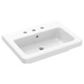 Saneux Indigo Gloss White Rectangular Inset Vanity Basin - 3 Tapholes small Image 4