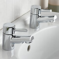 Bristan Prism Pair of Chrome Basin Taps with Angled Spout - Stick Handles - Deck Mounted small Image 4