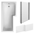 Nuie White L-Shaped Shower Bath With Front Panel and Screen 1700 x 850mm small Image 4