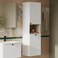 VitrA Root Groove Wall Hung Tall Unit with Open Shelf and Laundry Basket - 420 x 1550mm small Image 4