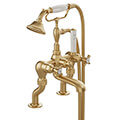Vado Axbridge Traditional Bath Mixer Tap with Shower Handset - Crosshead Handles - Deck Mounted small Image 4