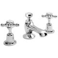 Hudson Reed Topaz 3 Hole Traditional Basin Mixer Tap with Pop-Up Waste - Crosshead Handles small Image 4